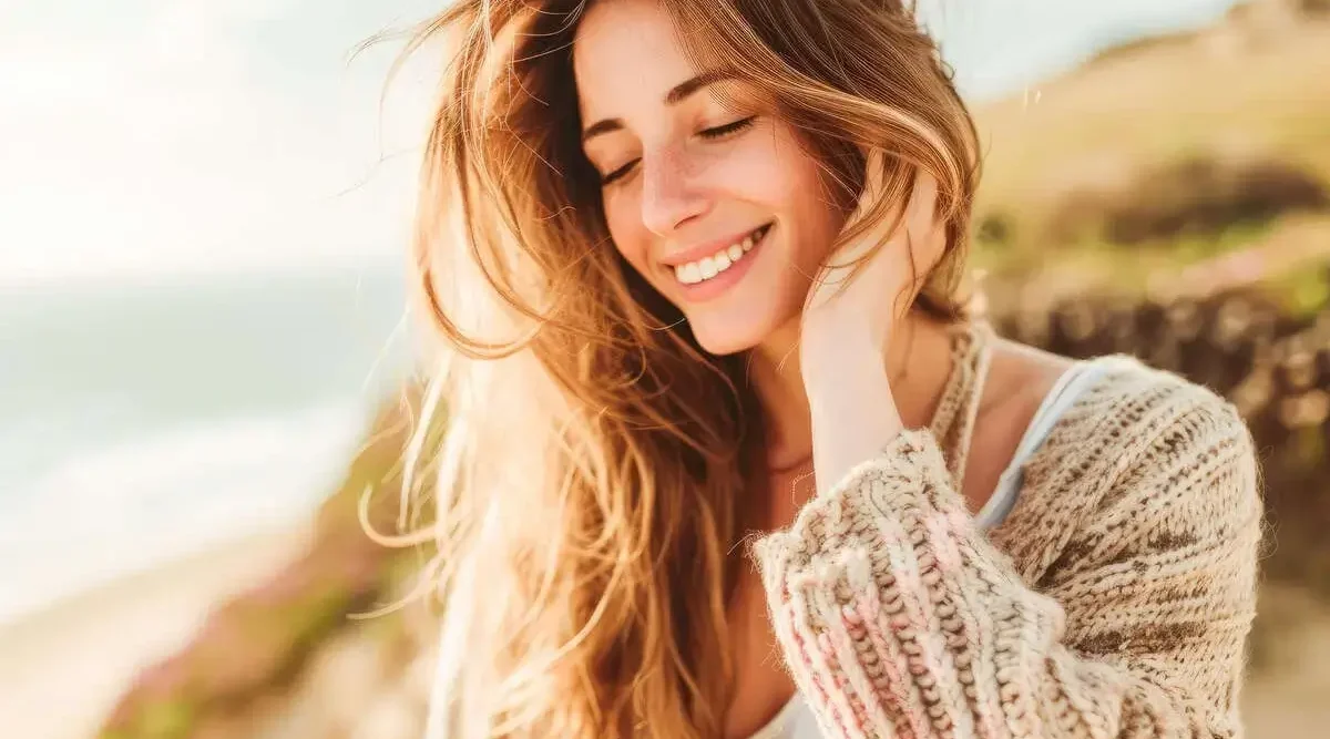 Close comparison of yellow coloured teeth and a brighter natural smile